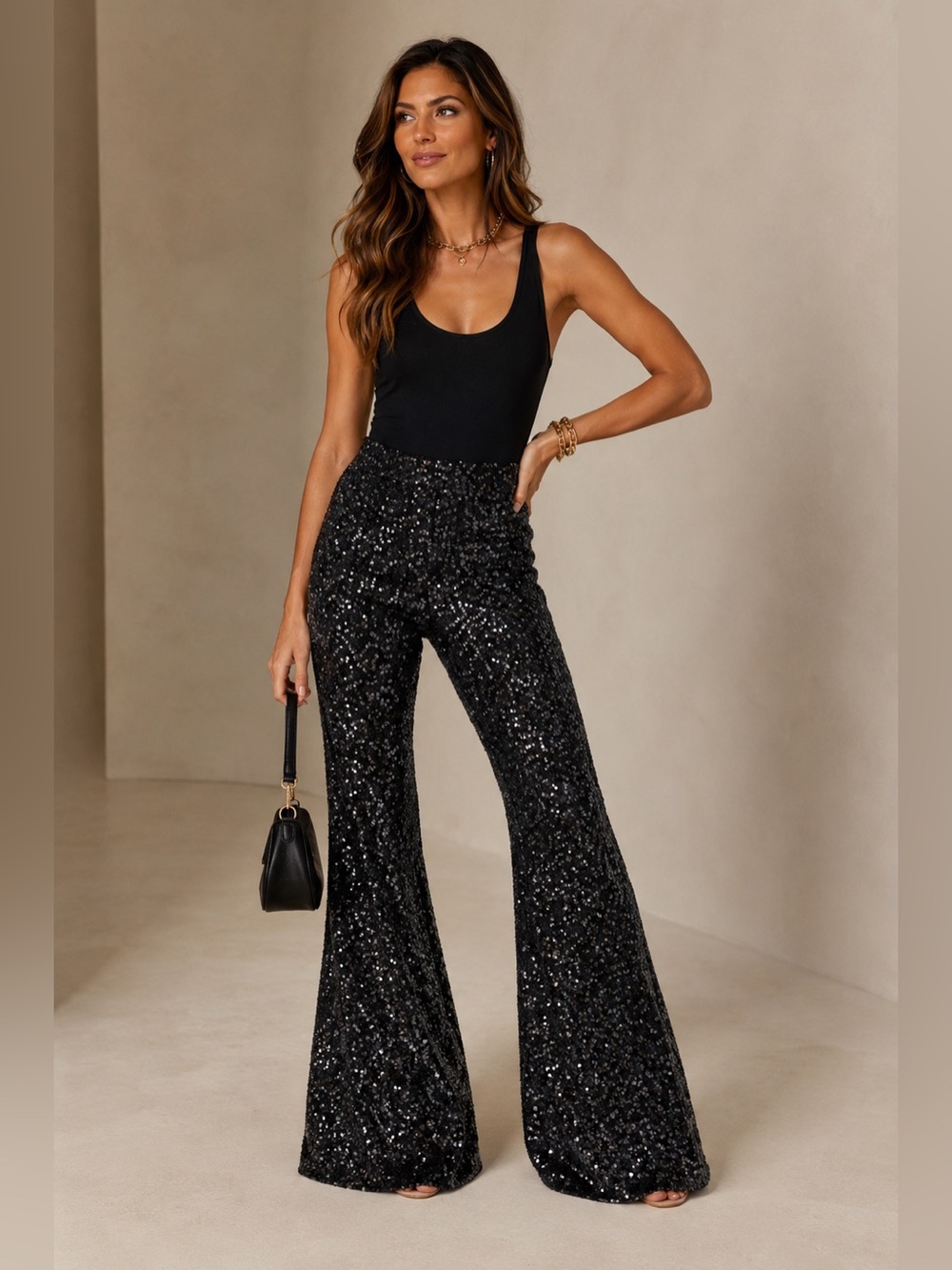 NEW SAINTS & HEARTS‎ sparkle sequin trouser - volume in black Small NWT